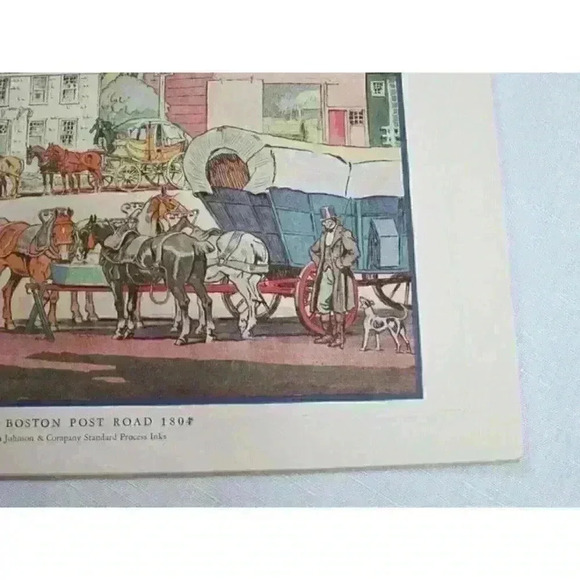 Art Print Edward Penfield INN ON THE BOSTON POST 1804 Color Litho 9x12 Antique - Picture 10 of 12